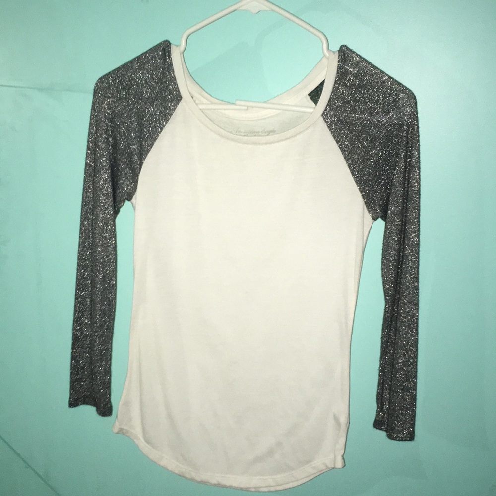 sparkly american eagle baseball tee
